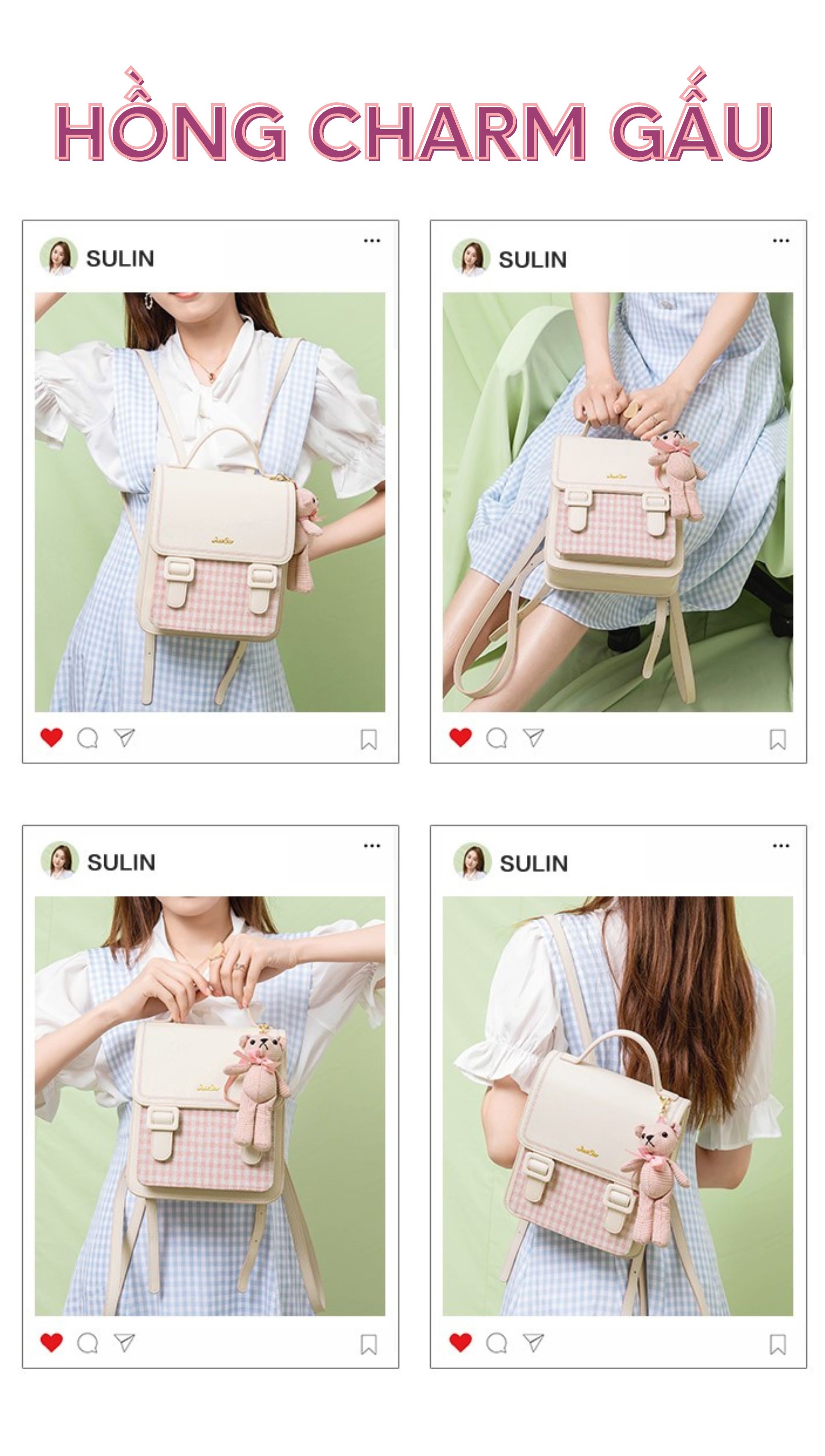 Mô tả Ba lô nữ đẹp Just Star thời trang size to dễ thương charm gấu ViAnh.vn Store 172855 - 7