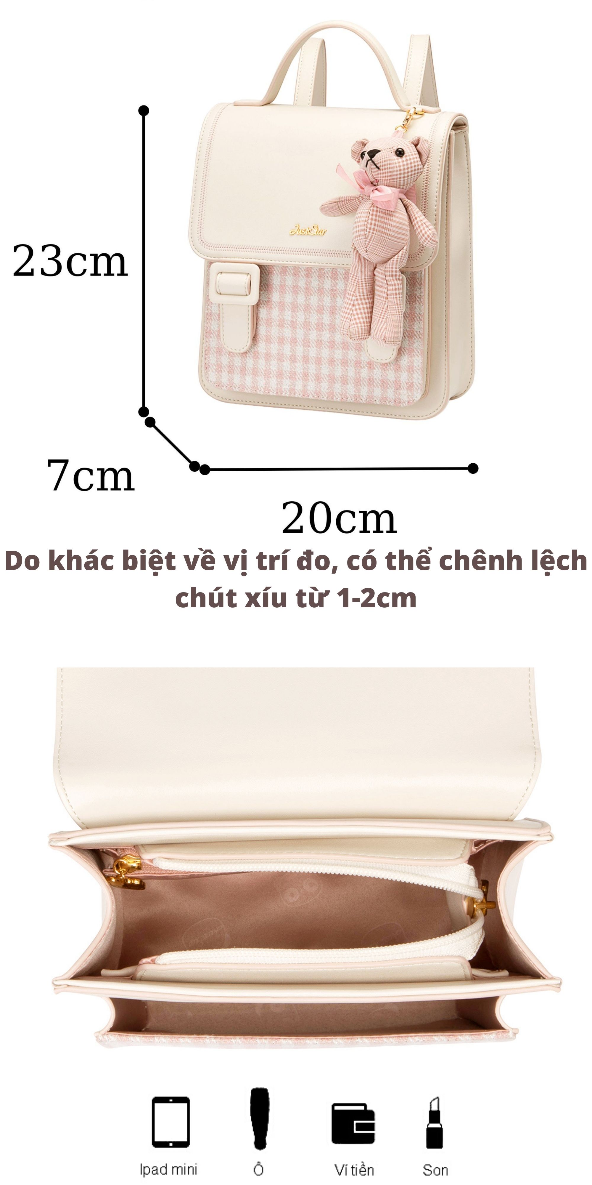 Mô tả Ba lô nữ đẹp Just Star thời trang size to dễ thương charm gấu ViAnh.vn Store 172855 - 8