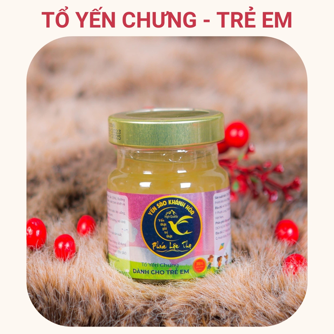 Mô tả Yến chưng sẵn cho Trẻ Em , tổ Yến Sào Khánh Hòa Phúc Lộc Thọ,Hũ yến chưng sẵn 35% hàm lượng yến trên 1 hũ 70ml - 1