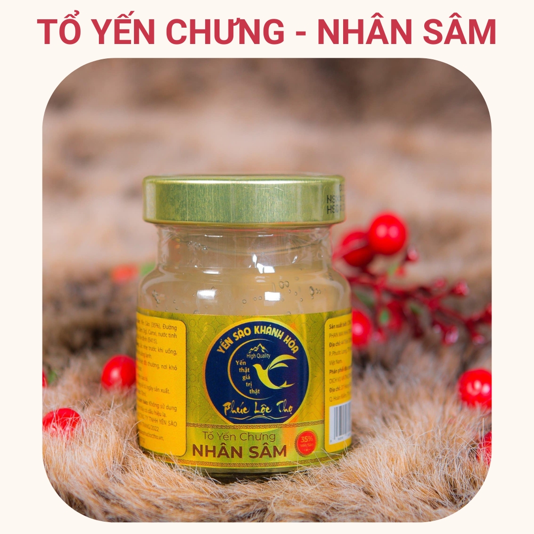 Mô tả Yến chưng sẵn nhân sâm, tổ Yến Sào Khánh Hòa Phúc Lộc Thọ,Hũ yến chưng sẵn 35% hàm lượng yến trên 1 hũ 70ml - 1