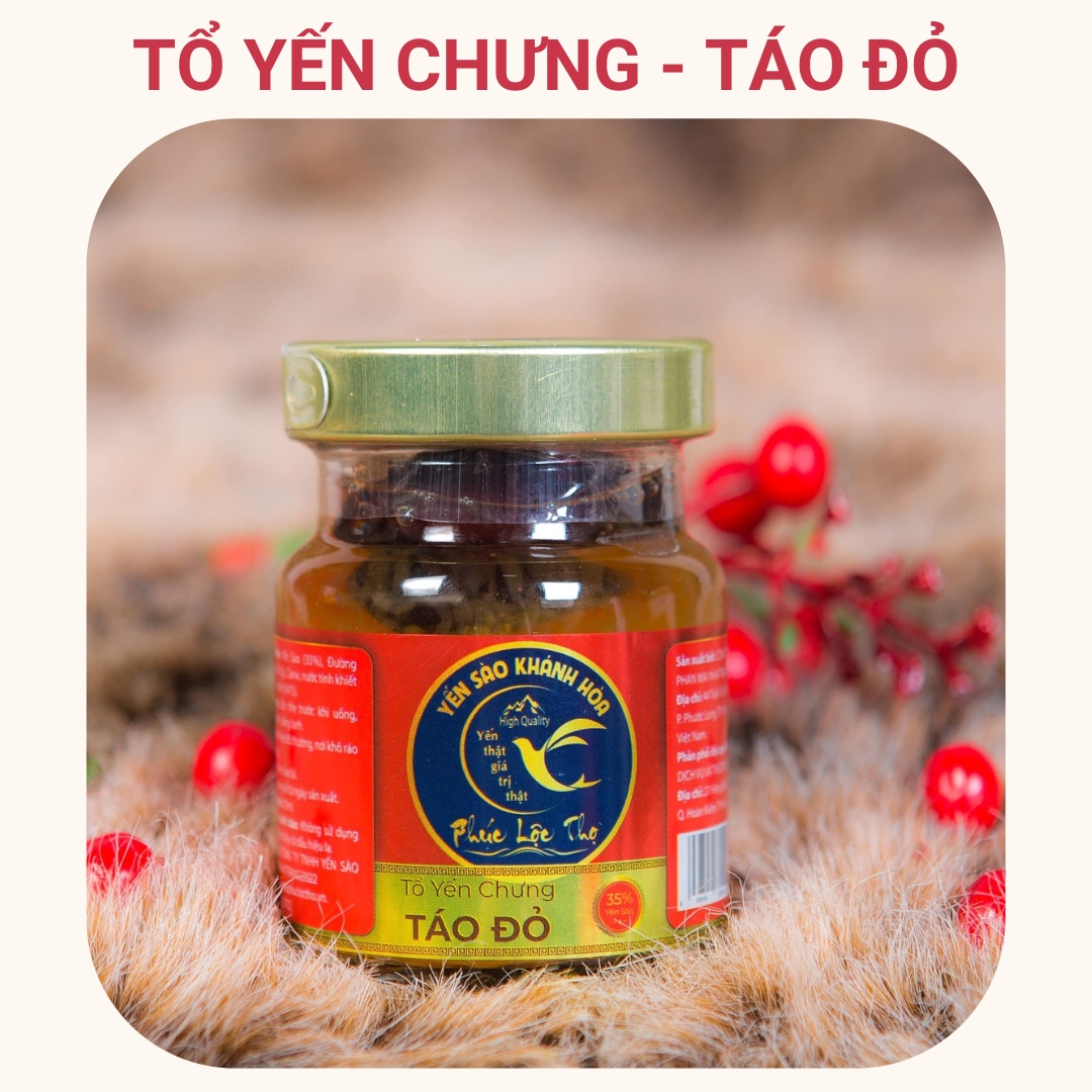 Mô tả Yến chưng sẵn Táo đỏ Combo 6 hũ ,35% hàm lượng yến tươi trong hũ 70ml, Tổ Yến Sào Khánh Hòa Phúc Lộc Thọ. - 1