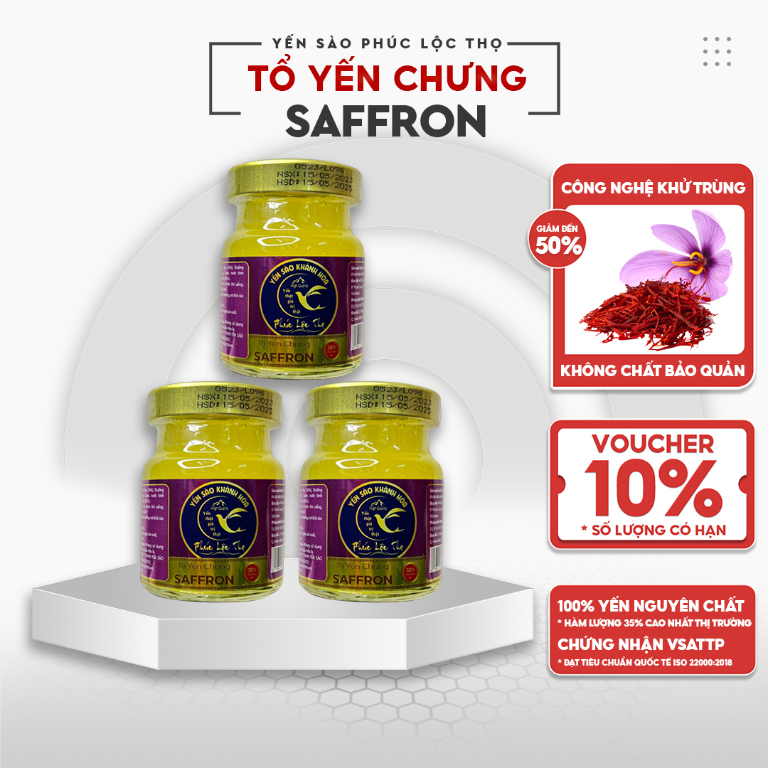 Mô tả Yến chưng sẵn Saffron, tổ Yến Sào Khánh Hòa Phúc Lộc Thọ,Hũ yến chưng sẵn 35% hàm lượng yến trên 1 hũ 70ml - 3