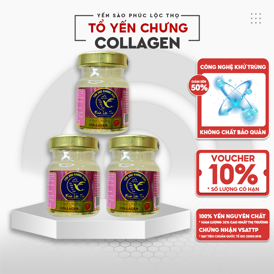 Mô tả Yến chưng sẵn Collagen, tổ Yến Sào Khánh Hòa Phúc Lộc Thọ, Hũ yến chưng sẵn 35% hàm lượng yến trên 1 hũ 70ml - 2