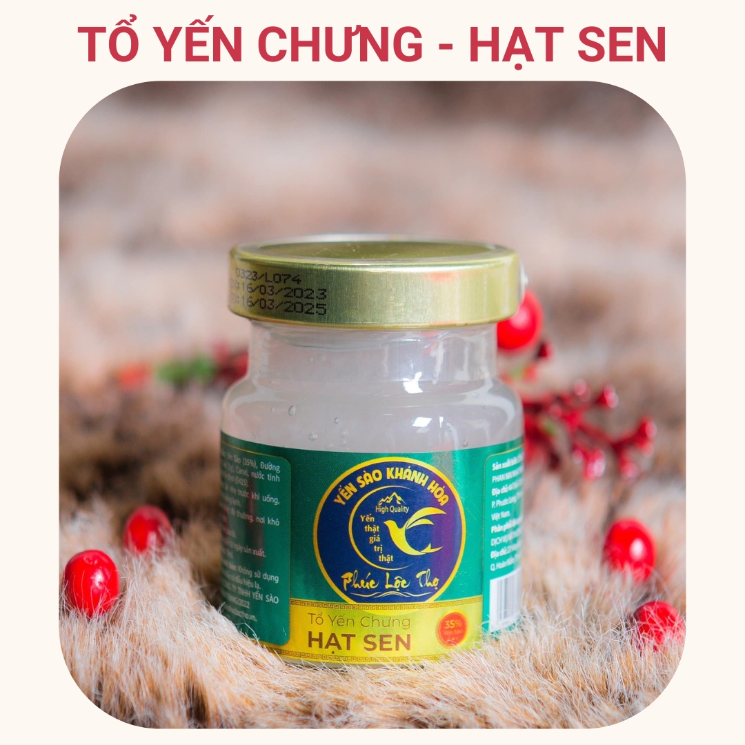 Mô tả Yến chưng sẵn Hạt Sen, tổ Yến Sào Khánh Hòa Phúc Lộc Thọ,Hũ yến chưng sẵn 35% hàm lượng yến trên 1 hũ 70ml - 1