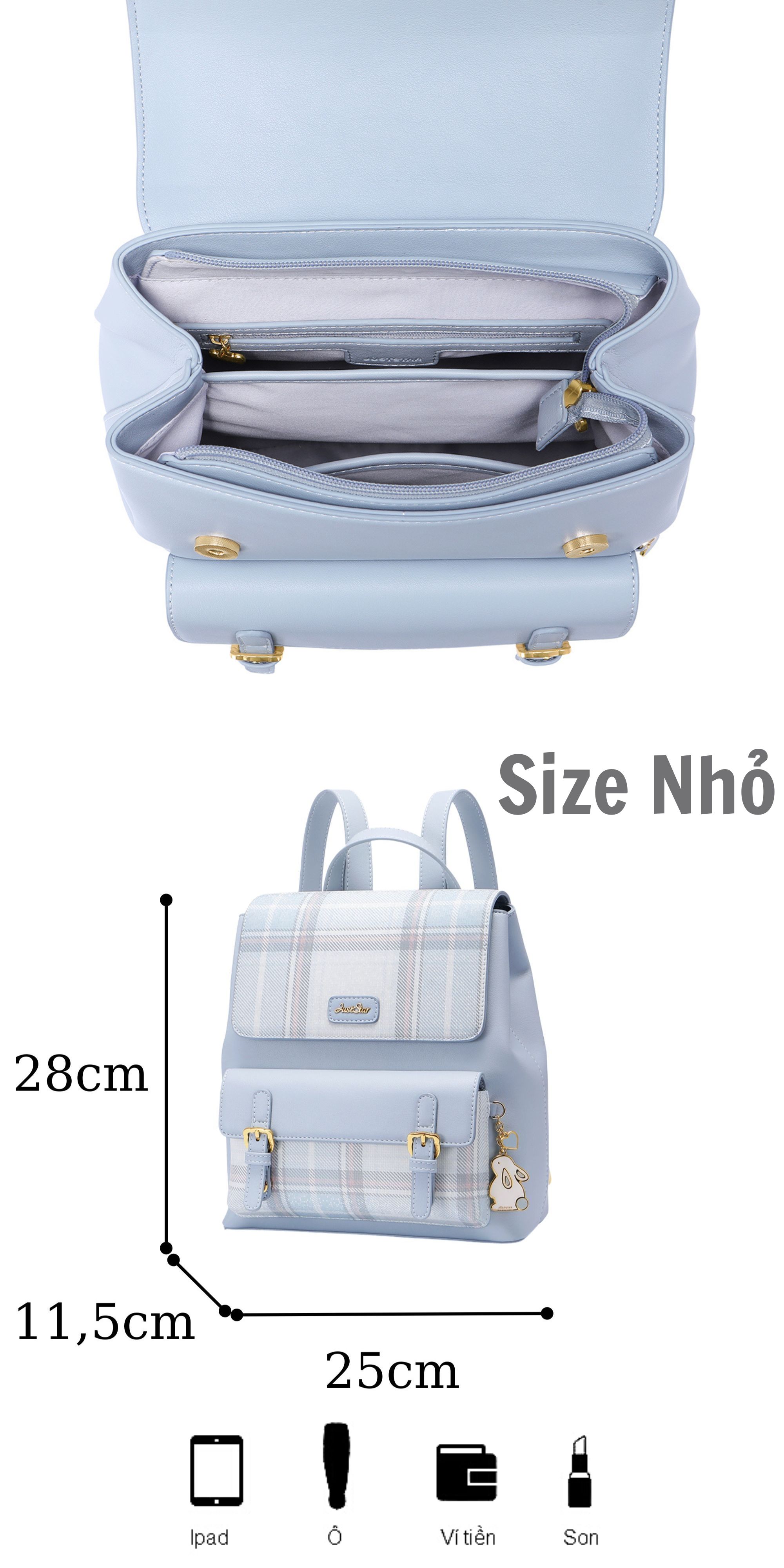 Mô tả Ba lô nữ đẹp Just Star thời trang size to dễ thương charm gấu ViAnh.vn Store 172855 - 10