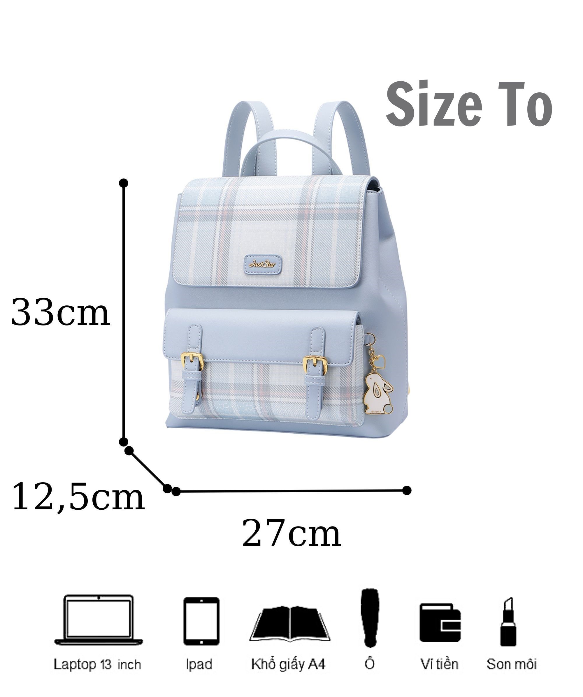 Mô tả Ba lô nữ đẹp Just Star thời trang size to dễ thương charm gấu ViAnh.vn Store 172855 - 11
