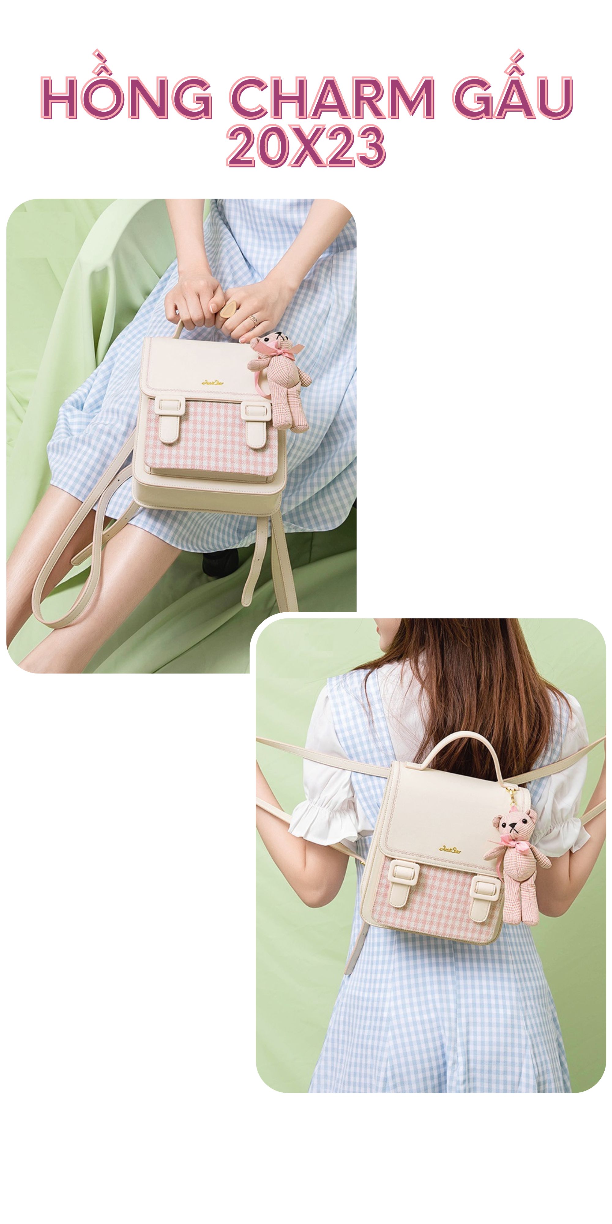 Mô tả Balo nữ đẹp Just Star thời trang cute dễ thương sang trọng xinh xắn 172686 Charm Treo Thỏ đi làm học đi chơi - 8