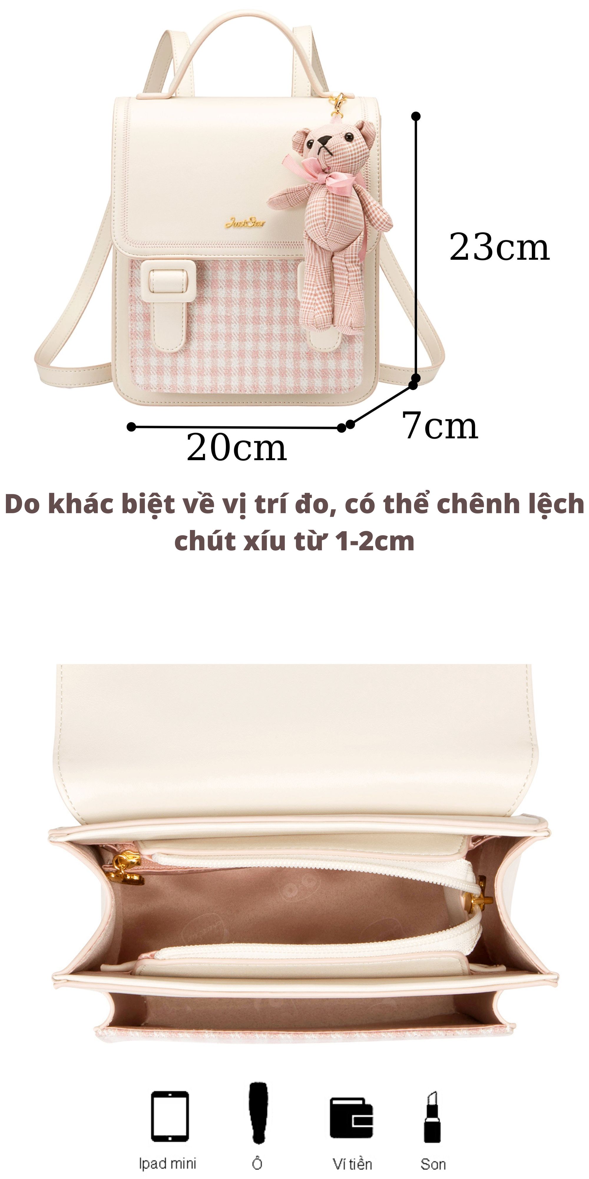 Mô tả Balo nữ đẹp Just Star thời trang cute dễ thương sang trọng xinh xắn 172686 Charm Treo Thỏ đi làm học đi chơi - 9