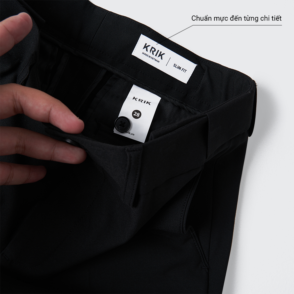 Mô tả Quần Âu Nam Local Brand KRIK Form Slimfit Chất Liệu Poly Cao Cấp Không Bai Xù Có Cạp Chun Tăng Giảm Linh Hoạt QA7010 - 3