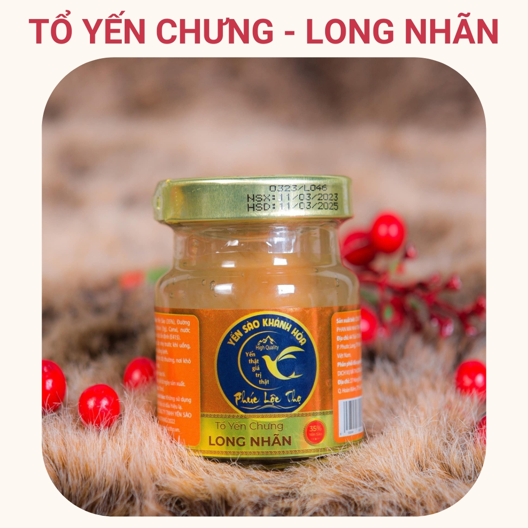 Mô tả Yến chưng sẵn Combo 6 hũ Long nhãn,Tổ Yến Sào Khánh Hòa Phúc Lộc Thọ,Hũ 35% hàm lượng yến trên 1 hũ 70ml - 1