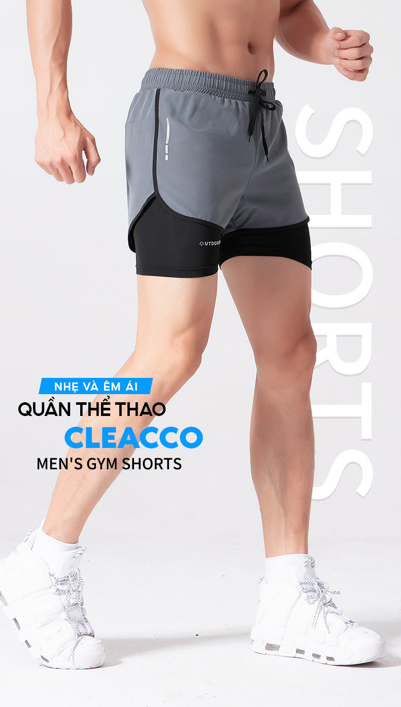 Mô tả Quần Chạy Bộ Nam Bảo Hành 12 Tháng Quần Thể Thao Nam 2 Lớp Vải Dù Và Polyester Thoáng Khí Cleacco C622 Boro Sport - 1