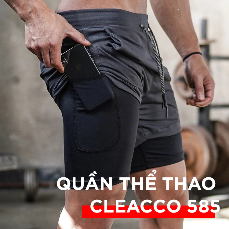 Mô tả Quần Chạy Bộ Nam Bảo Hành 12 Tháng Quần Thể Thao Nam 2 Lớp Polyester Thoáng Khí Có Túi Điện Thoại Cleacco 585 Boro Sport - 1