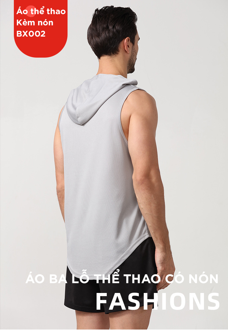 Mô tả Áo Ba Lỗ Có Nón Cực Thoáng Khí Áo Tank Top Tập Gym Chạy Bộ Bóng Rổ Thể Thao Chất Liệu Mát Mẻ Cleacco BX002 Boro Sport - 1
