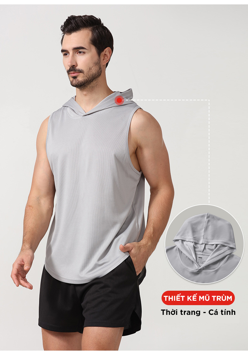 Mô tả Áo Ba Lỗ Có Nón Cực Thoáng Khí Áo Tank Top Tập Gym Chạy Bộ Bóng Rổ Thể Thao Chất Liệu Mát Mẻ Cleacco BX002 Boro Sport - 2