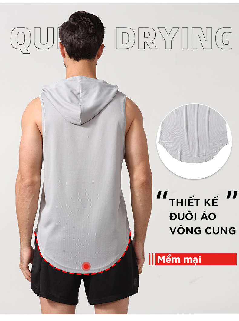 Mô tả Áo Ba Lỗ Có Nón Cực Thoáng Khí Áo Tank Top Tập Gym Chạy Bộ Bóng Rổ Thể Thao Chất Liệu Mát Mẻ Cleacco BX002 Boro Sport - 3
