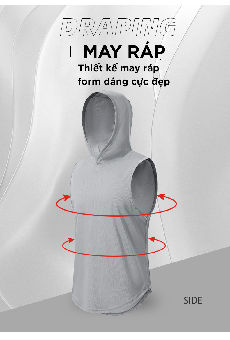 Mô tả Áo Ba Lỗ Có Nón Cực Thoáng Khí Áo Tank Top Tập Gym Chạy Bộ Bóng Rổ Thể Thao Chất Liệu Mát Mẻ Cleacco BX002 Boro Sport - 4