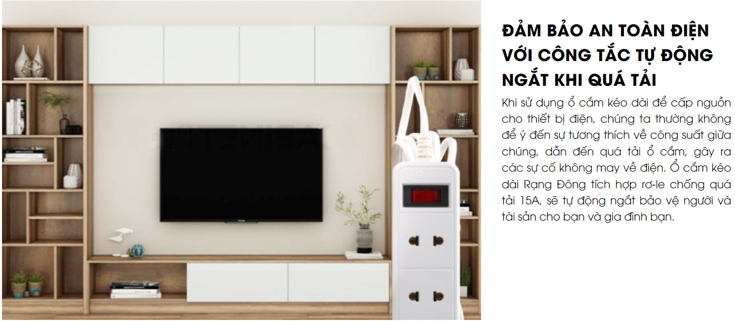 Mô tả Ổ cắm kéo dài 2m và 5m Rạng Đông - Model: OC05 3C/2M/10A - 2