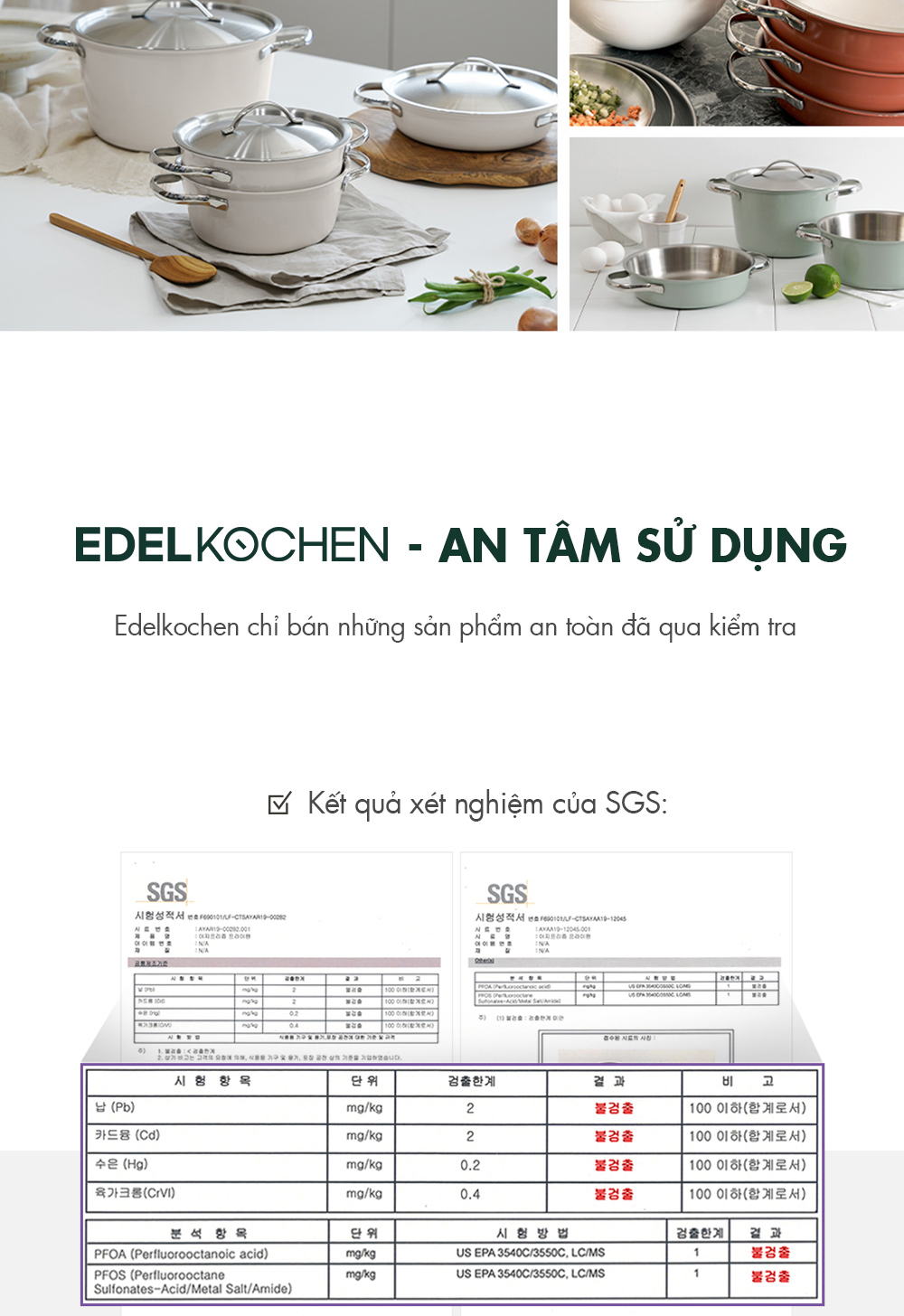 Bộ nồi chảo inox 3 món, 5 lớp nguyên khối cao cấp Edelkochen Chak Chak ...