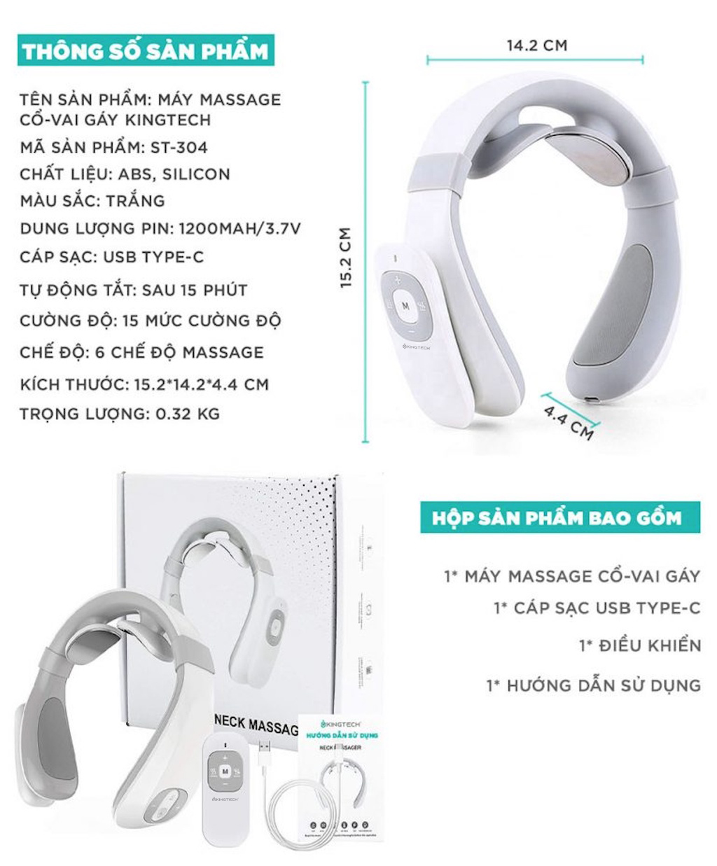 Mô tả Máy Massage Cổ Vai Gáy Chuyên Sâu KINGTECH ST-304 - Giảm Đau Mỏi Hiệu Quả Bằng Xung Điện Kết Hợp Nhiệt Trị Liệu - 11