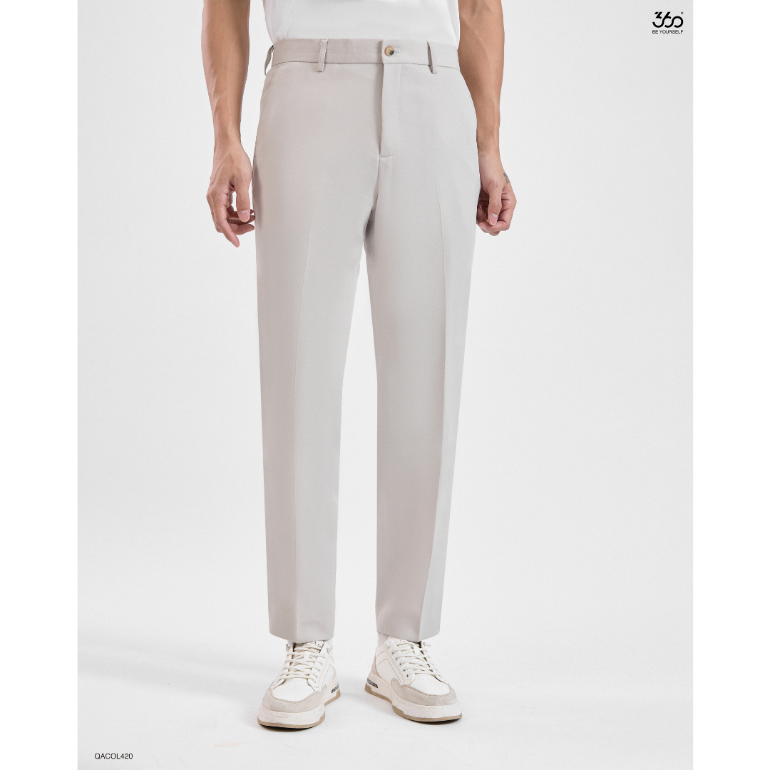 Mô tả Quần âu nam màu be hàng xưởng xuất dư quần tây dài form slim crop vải dày dặn chống nhăn quần âu cạp ép cao cấp - 1