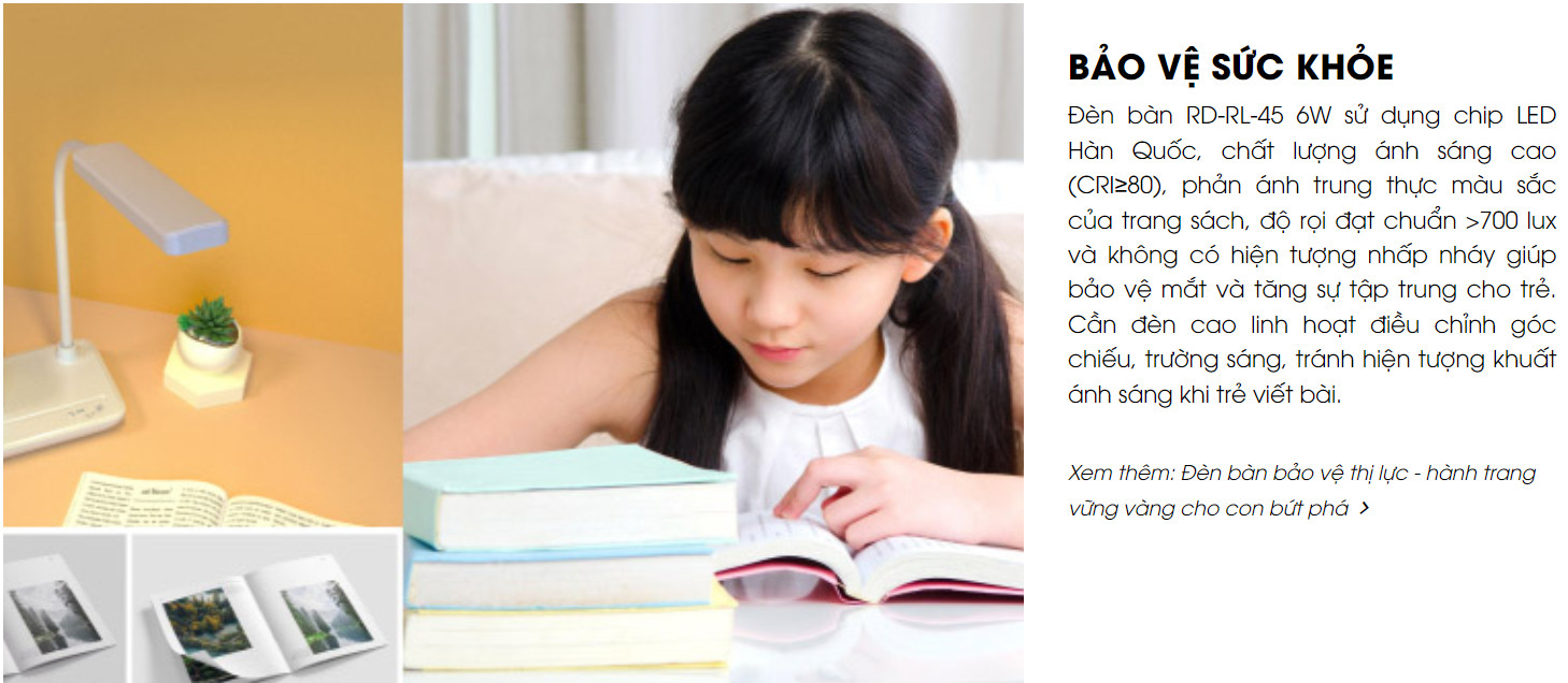 Mô tả Đèn bàn LED cảm ứng 3 chế độ màu ánh sáng Rạng Đông - Model: RD-RL-45 6W - 2