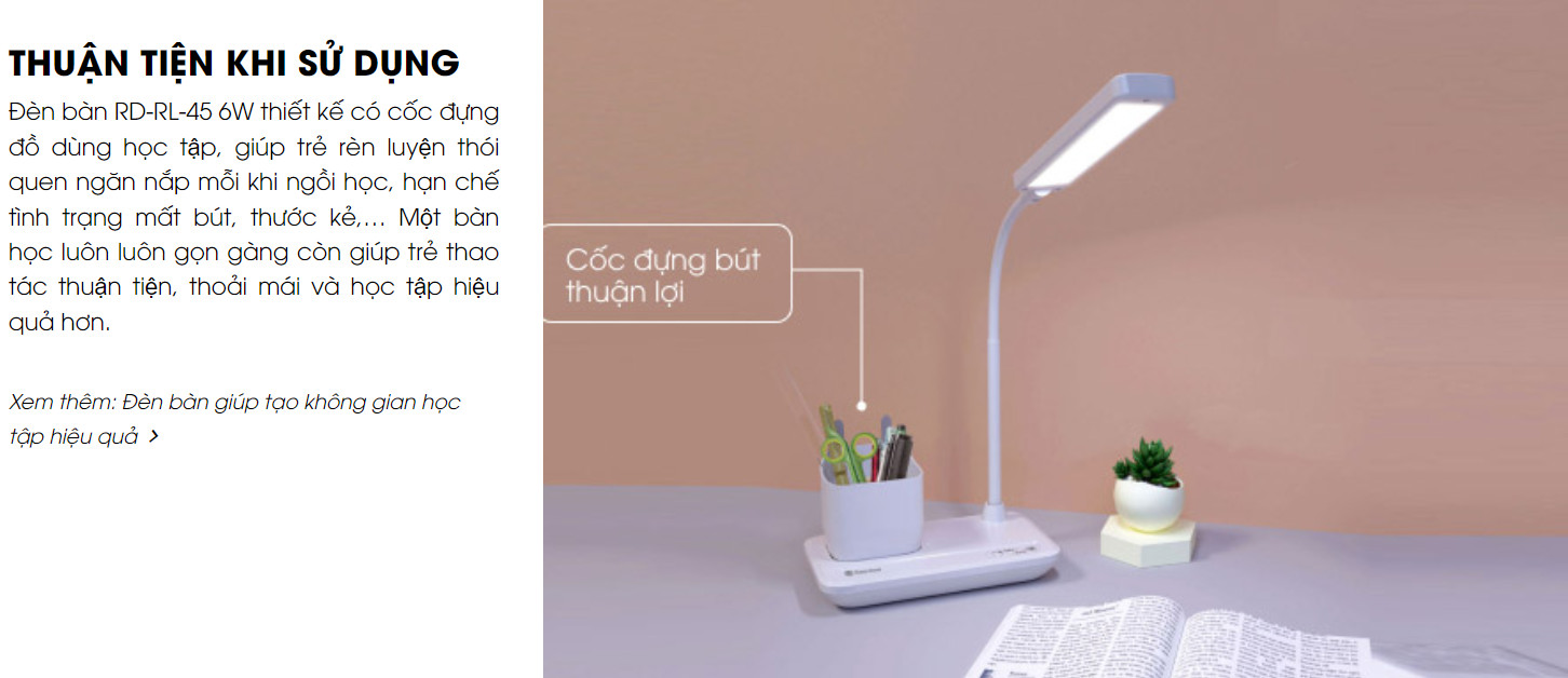Mô tả Đèn bàn LED cảm ứng 3 chế độ màu ánh sáng Rạng Đông - Model: RD-RL-45 6W - 3