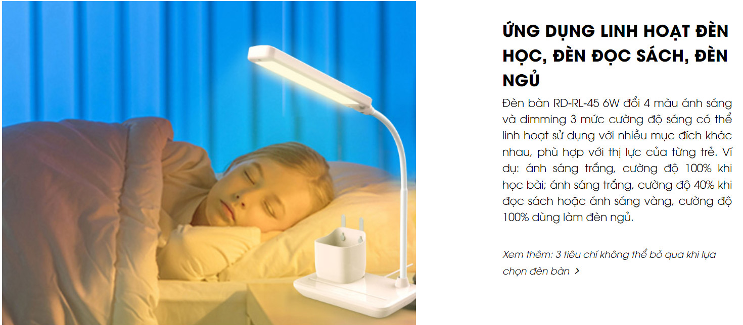 Mô tả Đèn bàn LED cảm ứng 3 chế độ màu ánh sáng Rạng Đông - Model: RD-RL-45 6W - 4