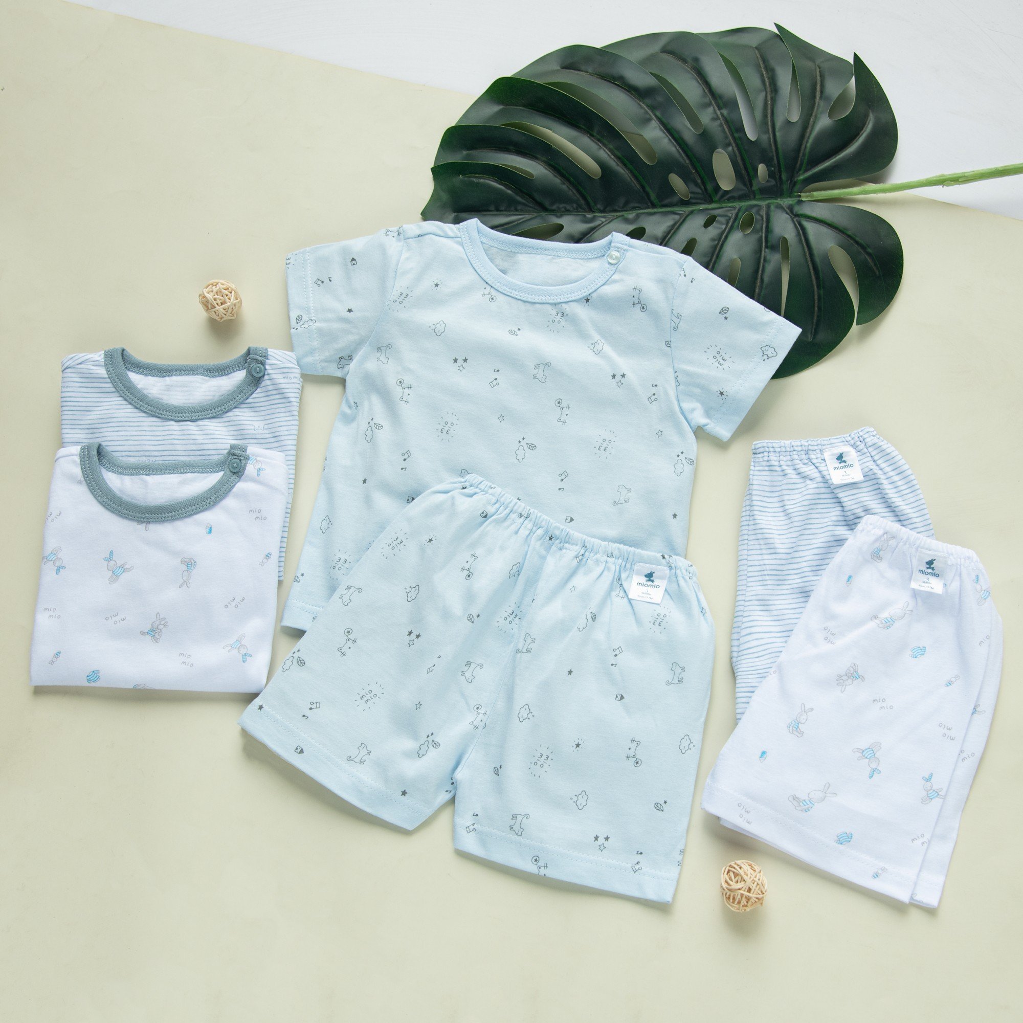 Mô tả Combo 2 Bộ Quần Áo Cộc Nút Vai Sơ Sinh MIOMIO Cho Bé Trai, Bé Gái (Từ 0 - 24 Tháng), Vải Cotton - 3