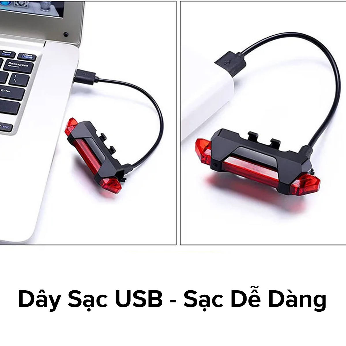 Mô tả Đèn Báo Hiệu Gắn Đuôi Xe Đạp 5 Bóng LED 4 Chế Độ Sáng Có Pin Sạc USB Cảnh Báo An Toàn Chính Hãng Amalife - 7