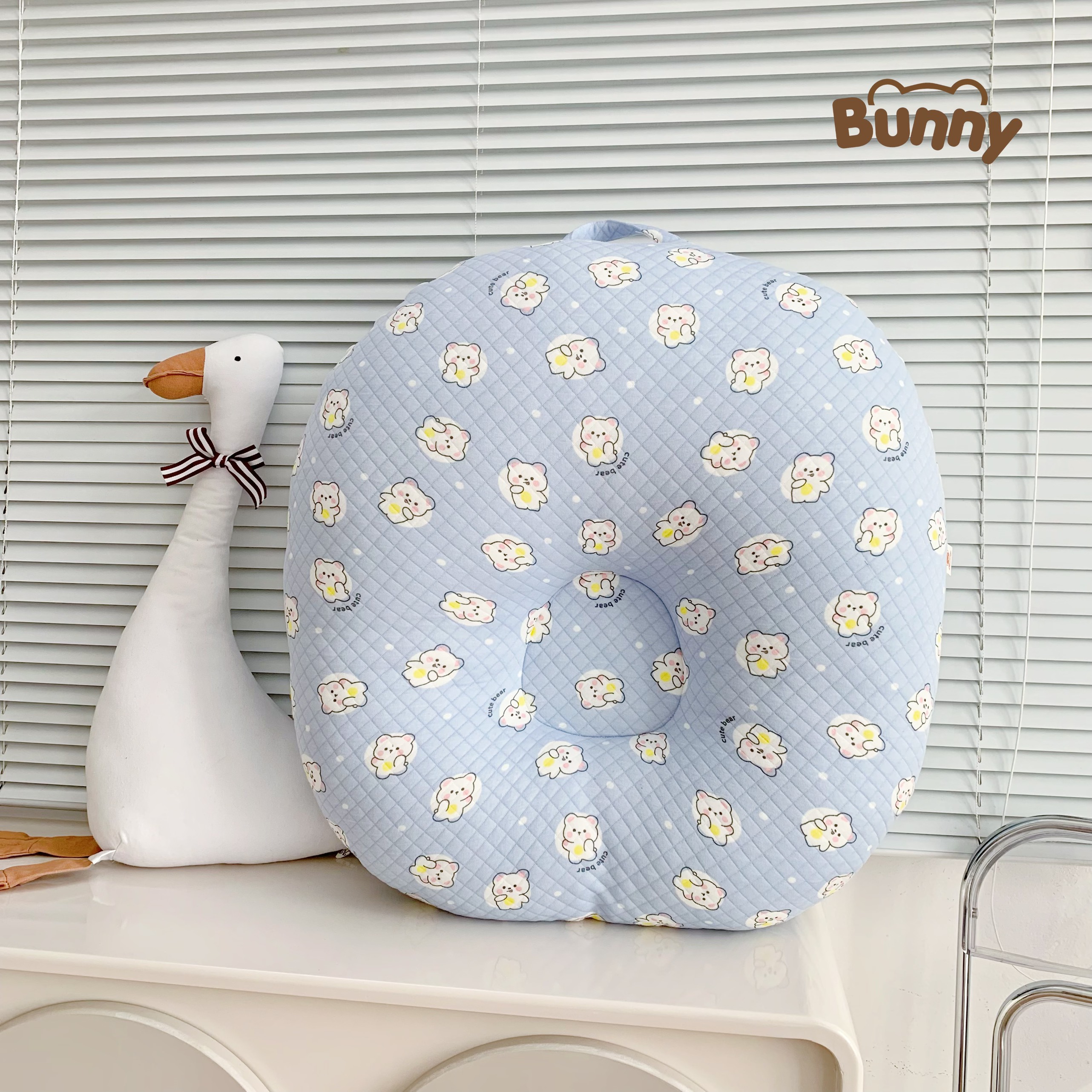 Mô tả Gối chống trào ngược KidsWorld Bunny trần bông chống nôn trớ an toàn cho bé sơ sinh mềm mại không bí nóng lưng - 5
