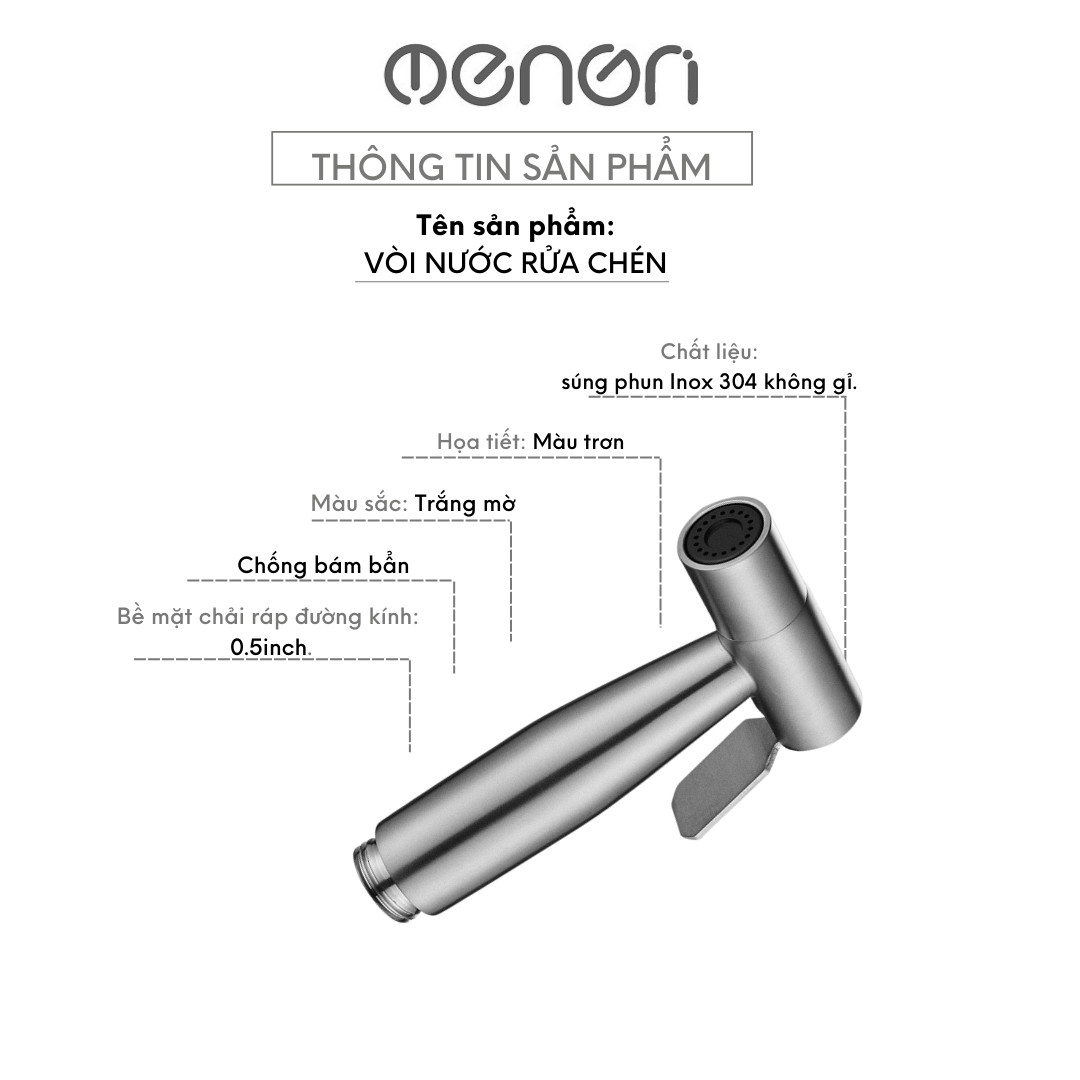 Mô tả Vòi Xịt Vệ Sinh Tăng Áp INOX 304 Có Kèm Dây 1m5 Dễ Dàng Tháo Lắp Và Thay Thế - OENON - 4