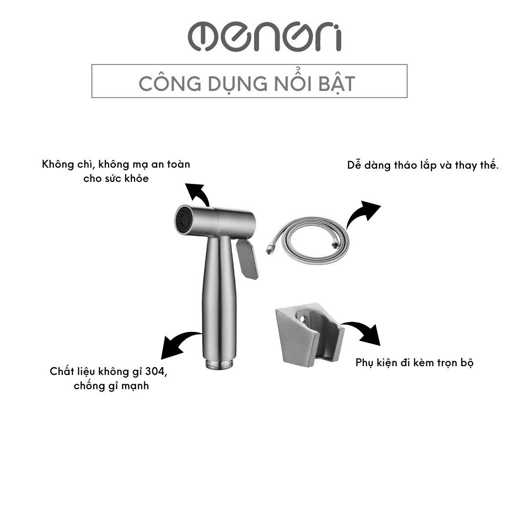Mô tả Vòi Xịt Vệ Sinh Tăng Áp INOX 304 Có Kèm Dây 1m5 Dễ Dàng Tháo Lắp Và Thay Thế - OENON - 5