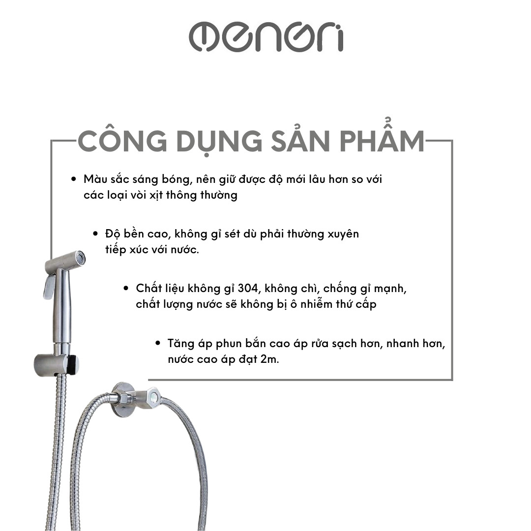 Mô tả Vòi Xịt Vệ Sinh Tăng Áp INOX 304 Có Kèm Dây 1m5 Dễ Dàng Tháo Lắp Và Thay Thế - OENON - 6