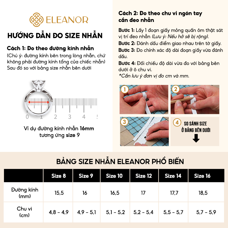 Mô tả Nhẫn bạc nữ Eleanor Accessories thiết kế nguyên vòng kim tiền phụ kiện trang sức 7165 - 1