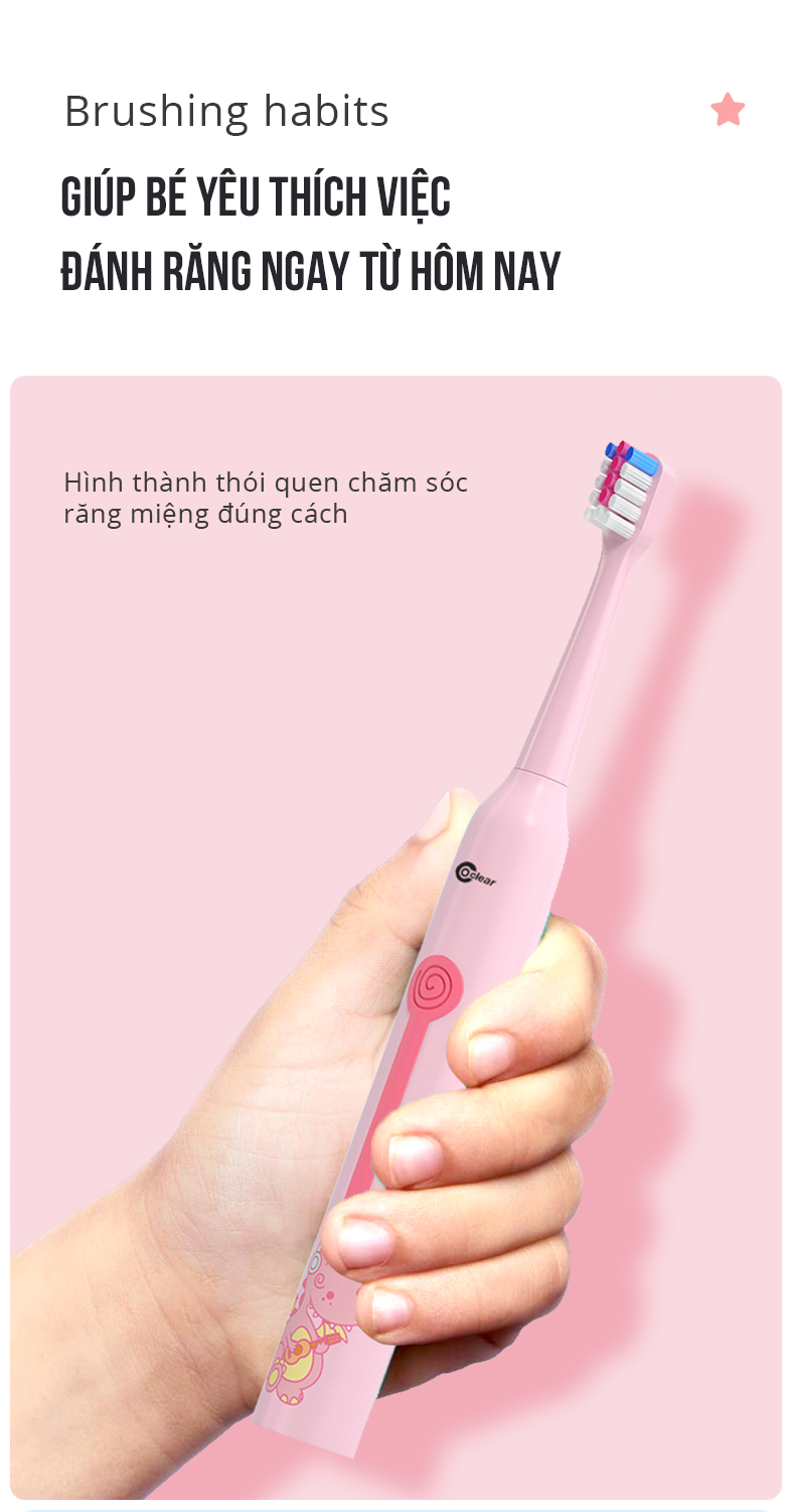 Mô tả Bàn Chải Sóng Âm Điện Dành Cho Trẻ Em Coclear CT6601 Thân Máy Kháng Nước - Hàng Chính Hãng - 5