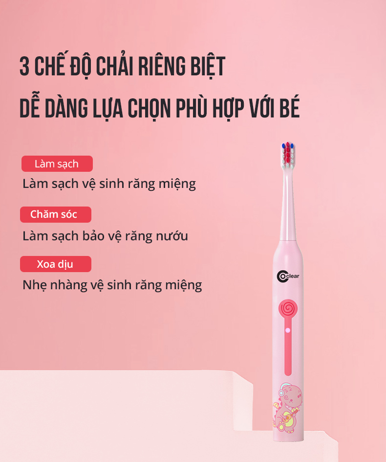 Mô tả Bàn Chải Sóng Âm Điện Dành Cho Trẻ Em Coclear CT6601 Thân Máy Kháng Nước - Hàng Chính Hãng - 7
