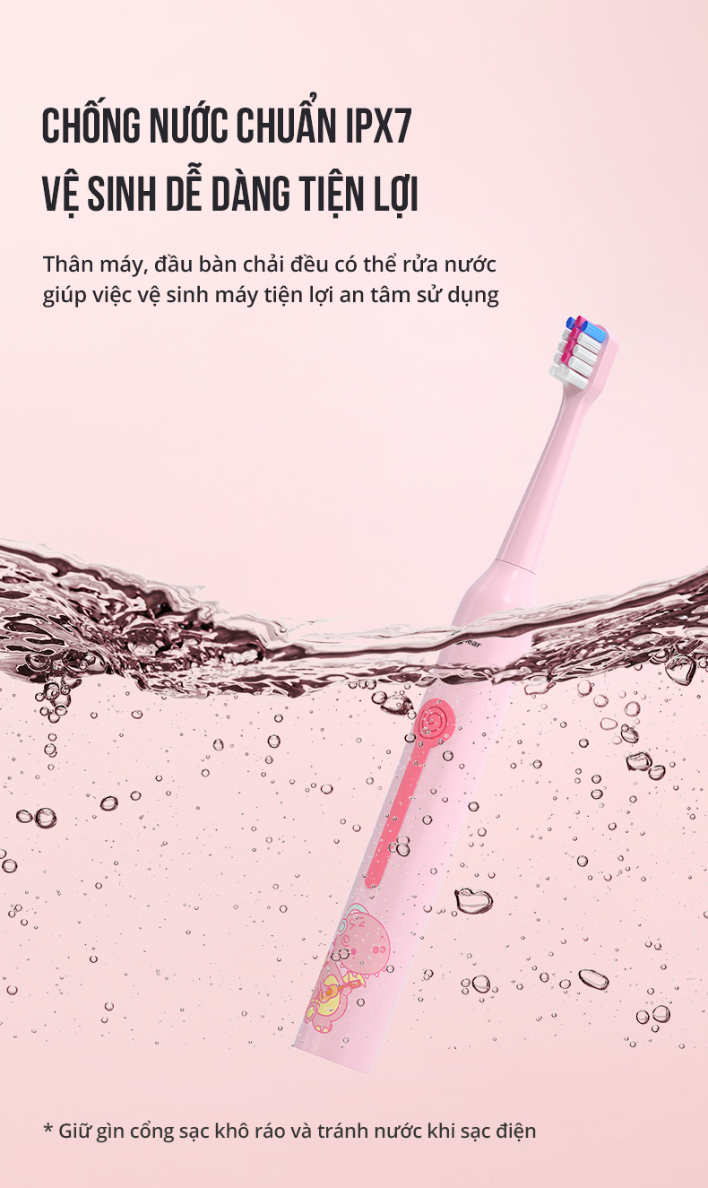 Mô tả Bàn Chải Sóng Âm Điện Dành Cho Trẻ Em Coclear CT6601 Thân Máy Kháng Nước - Hàng Chính Hãng - 9