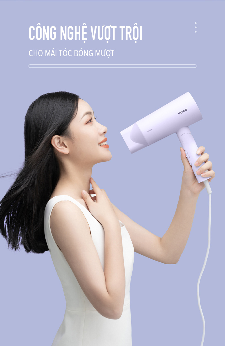 Mô tả Máy Sấy Tóc Flyco Công Suất Lớn (1800W) FH6277VN Chế Độ Sấy Anion & Sấy Lạnh Bảo Vệ Tóc - 3