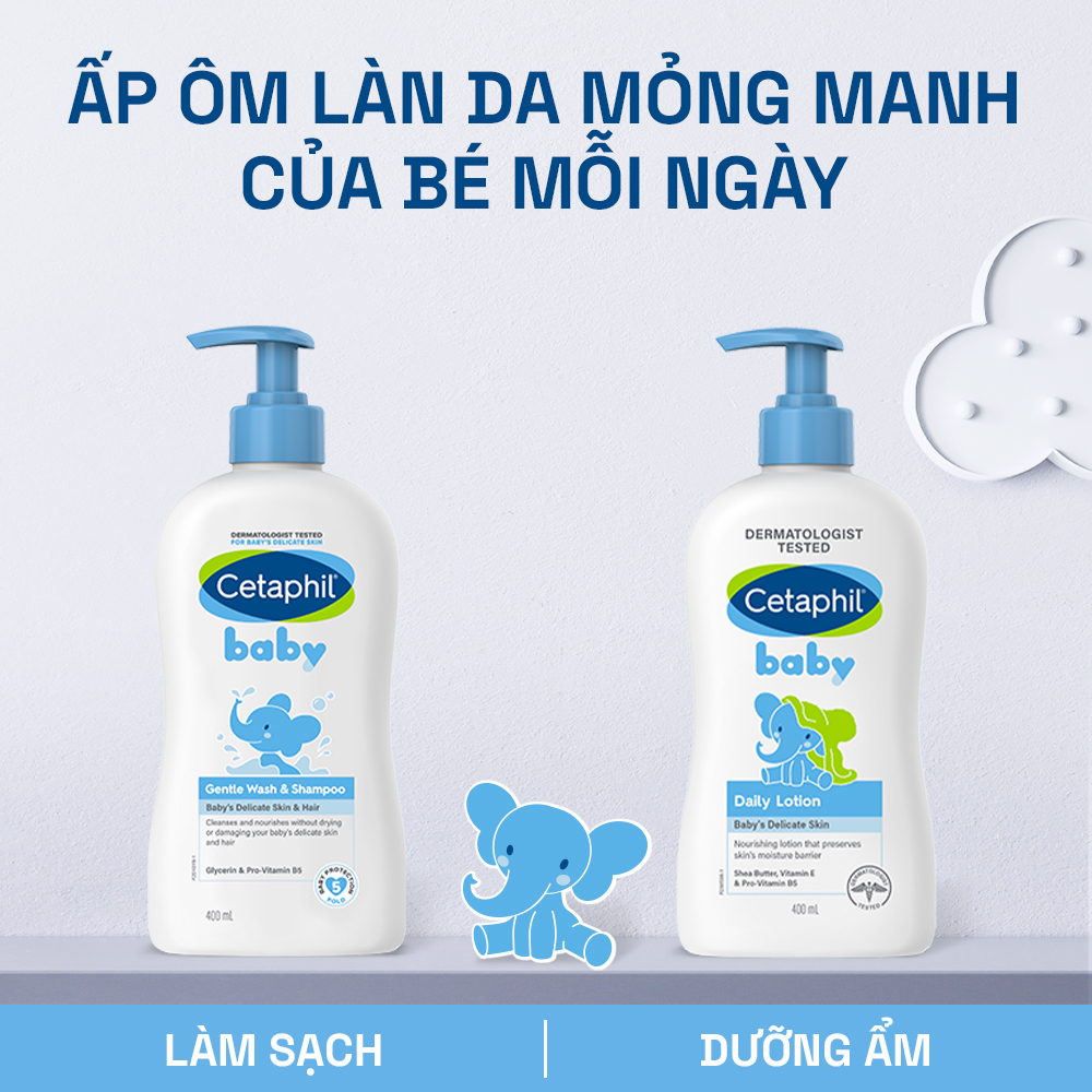 Mô tả [LIVE] Combo 2 Sữa tắm gội dịu lành cho bé Cetaphil Baby Gentle Wash & Shampoo 400ml/chai - 6