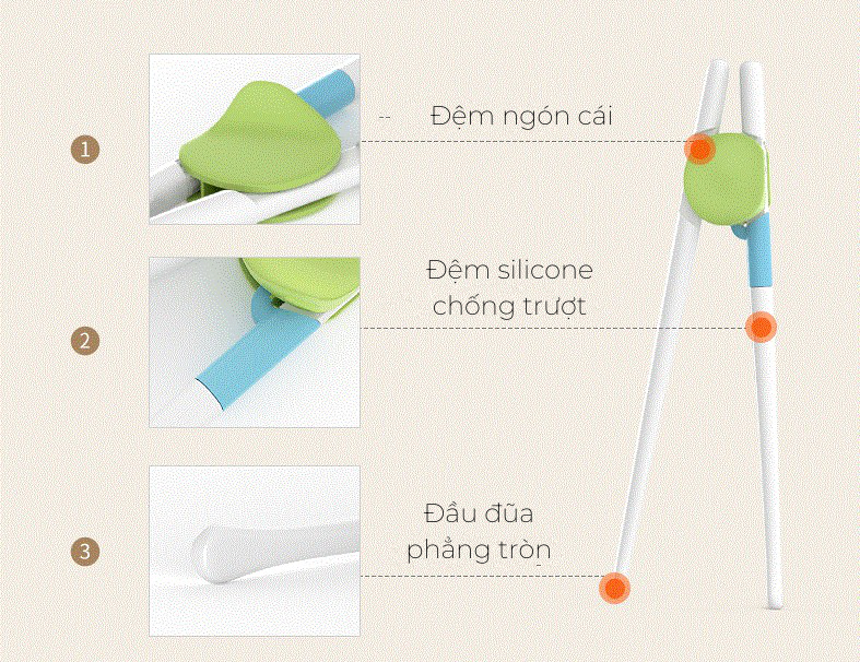 Mô tả Đũa Tập Ăn Cho Bé IQ Kao Tập Cầm Đũa Chuẩn Nhật, Nhựa An Toàn, Chịu Nhiệt Tốt, Chống Trượt, Dành Cho Trẻ Từ 2 Tuổi - 6