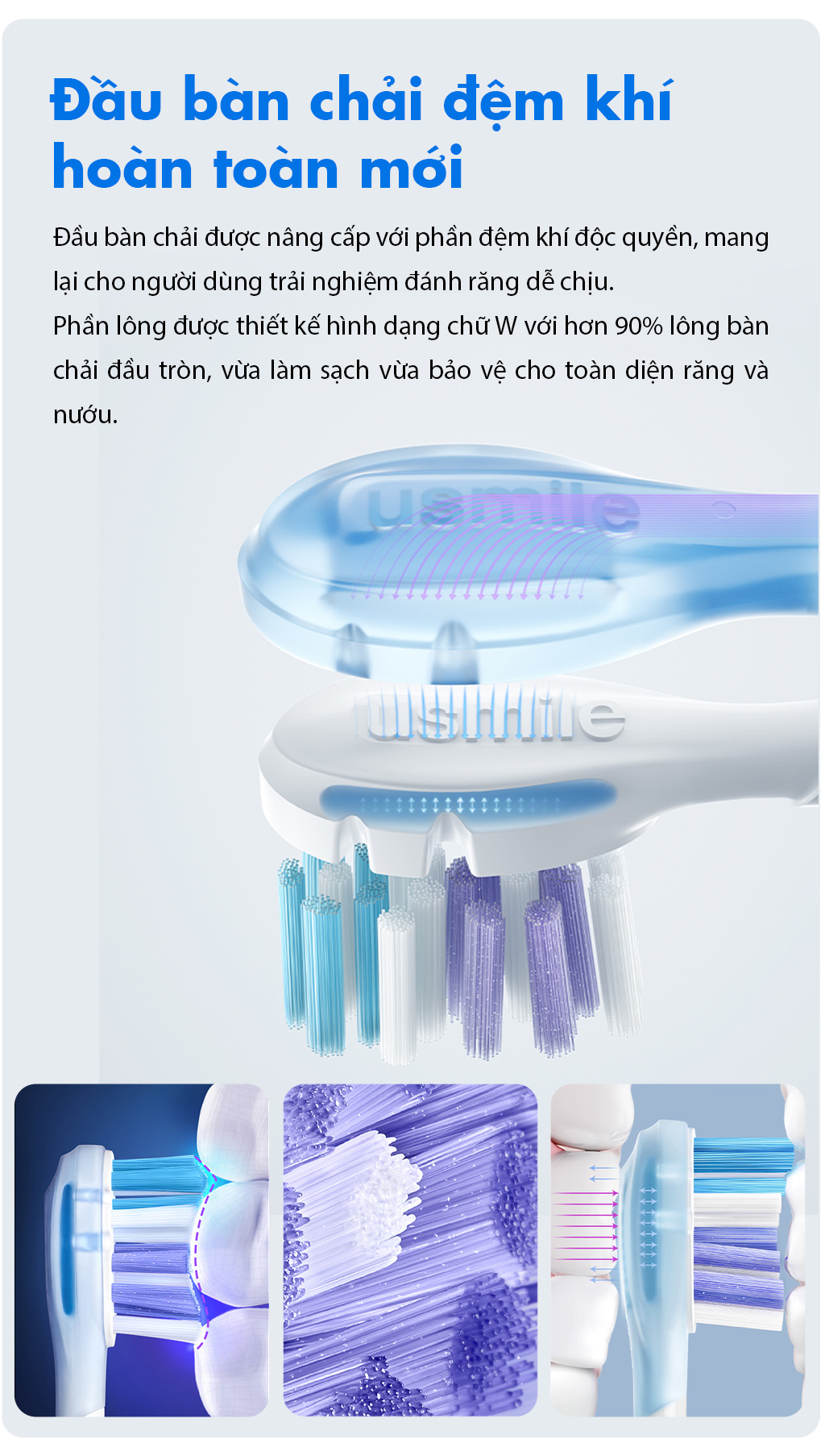 Mô tả Bàn chải điện sóng siêu âm usmile Y1S - Chính hãng - BH 12 tháng - 5