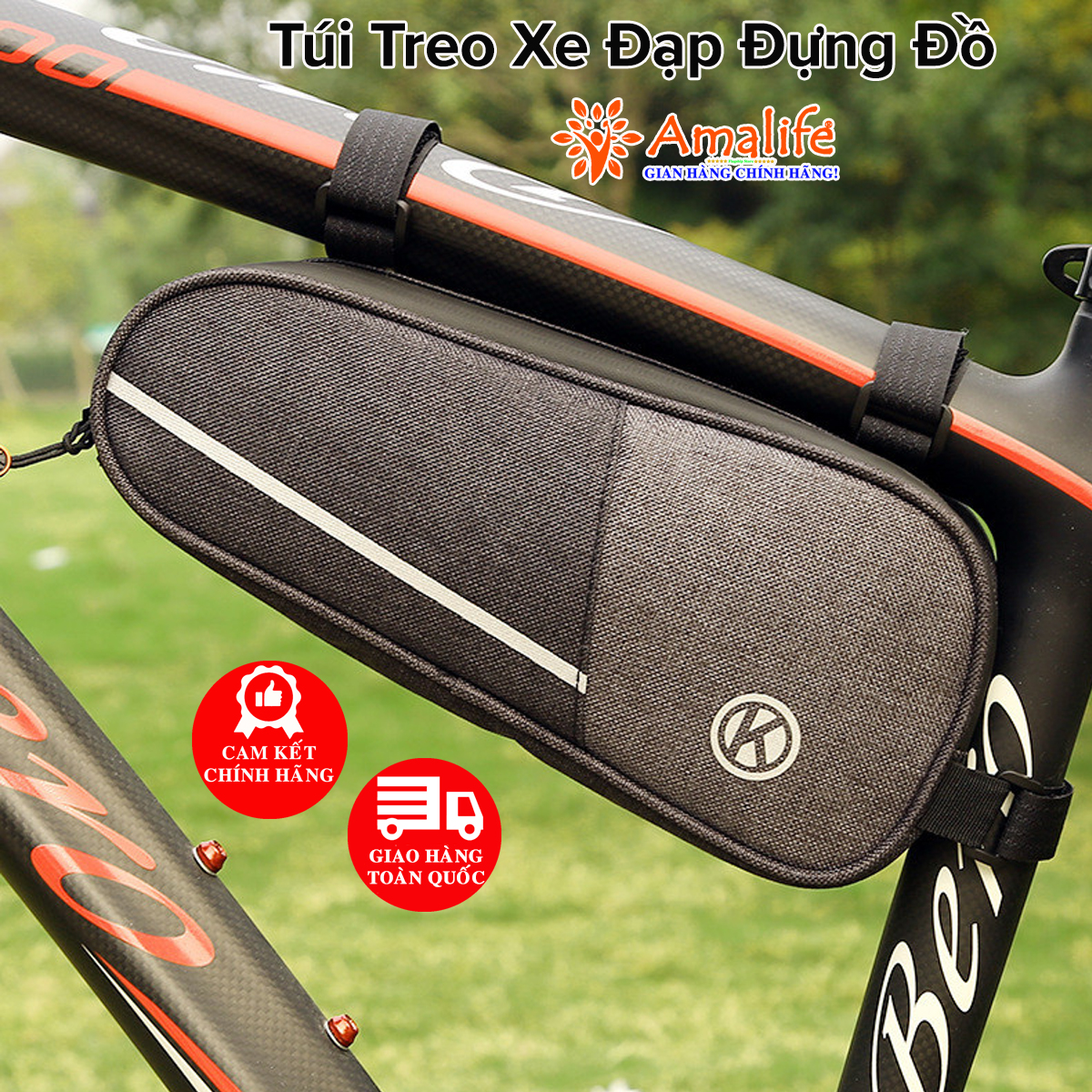 Mô tả Túi Treo Xe Đạp Thể Thao Địa Hình Chống Nước Size Lớn 26cm A02 Chính Hãng Amalife - 1