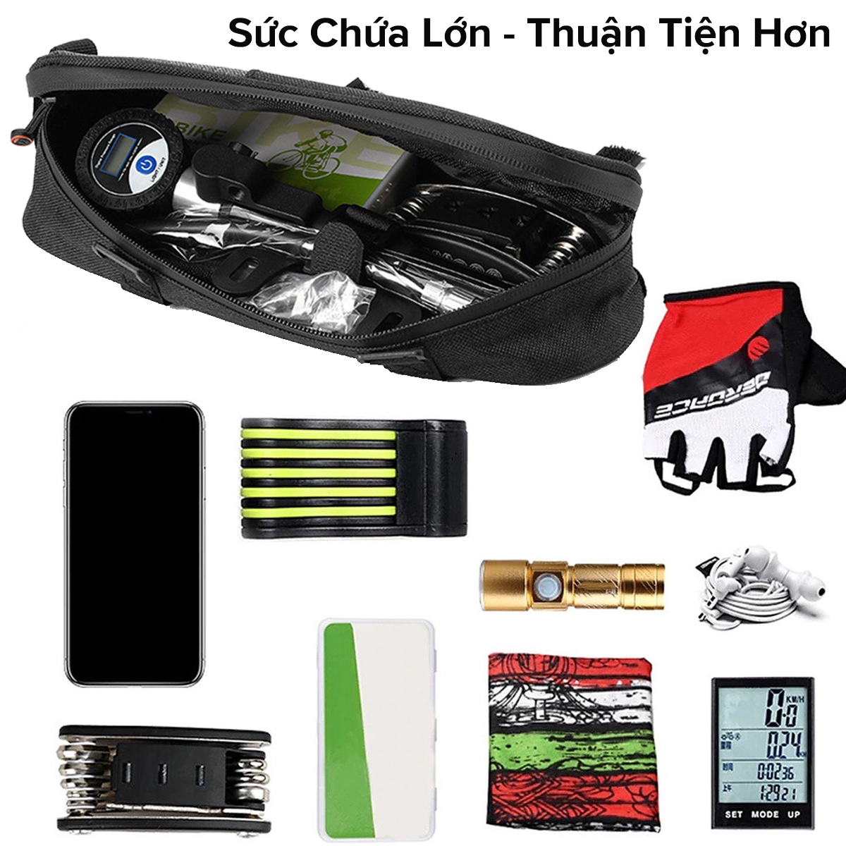 Mô tả Túi Treo Xe Đạp Thể Thao Địa Hình Chống Nước Size Lớn 26cm A02 Chính Hãng Amalife - 6