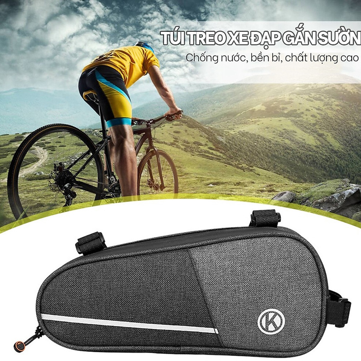 Mô tả Túi Treo Xe Đạp Thể Thao Địa Hình Chống Nước Size Lớn 26cm A02 Chính Hãng Amalife - 8