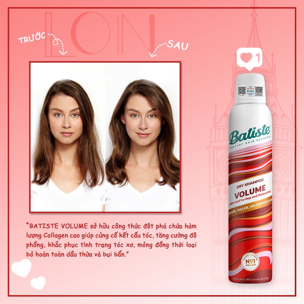 Mô tả Dầu Gội Khô Batiste Dry Shampoo Loại Bỏ Dầu Nhờn, Nhiều Hương 50ml/200ml Phồng Tóc Tức Thì Daily Beauty - 5