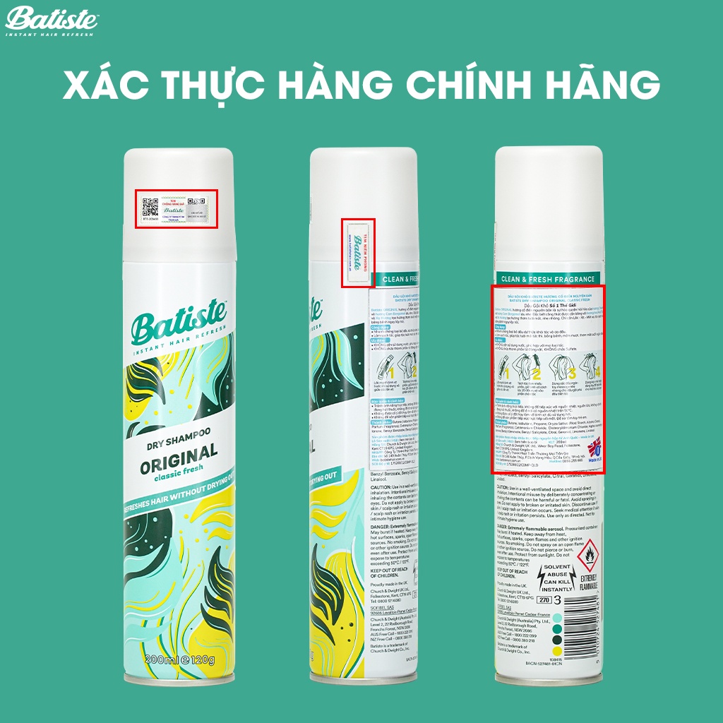 Mô tả Dầu Gội Khô Batiste Dry Shampoo Thơm Mát, Bồng Bềnh 200ml Daily Beauty - 5