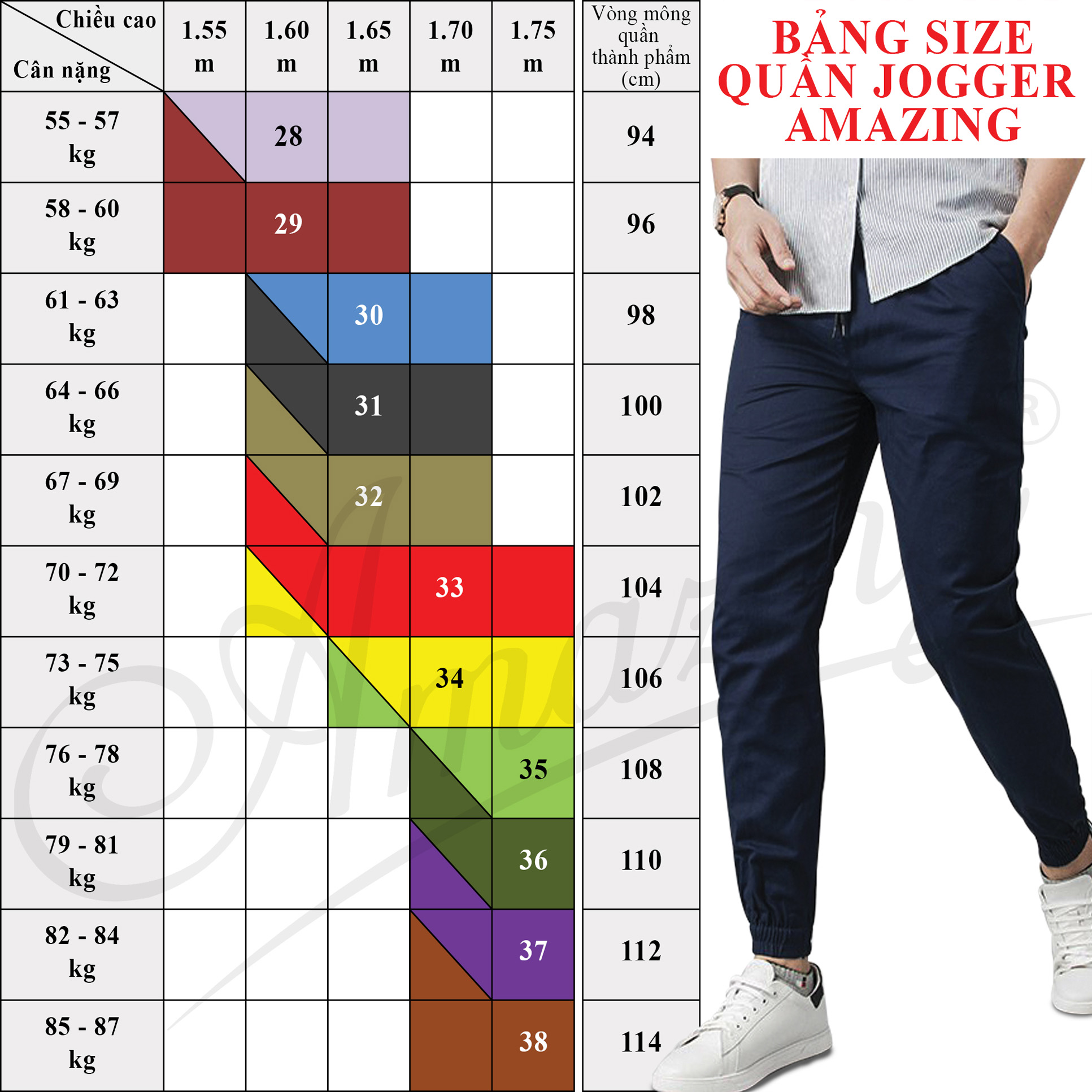 Mô tả Jogger quần kaki nam Amazing, bo lai, unisex big size, dáng thể thao năng động, vải co giãn nhẹ - 3