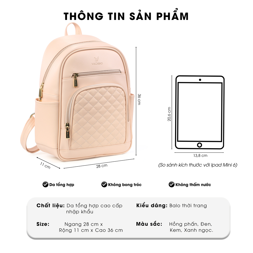 Mô tả Balo nữ Sermia thời trang cao cấp VACHINO - BG017 - 2