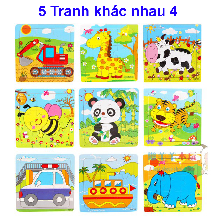 Mô tả Tranh ghép hình Việt Hà 9 mảnh in hình ngộ nghĩnh cho bé kích thước 15cm x 15 cm - 1