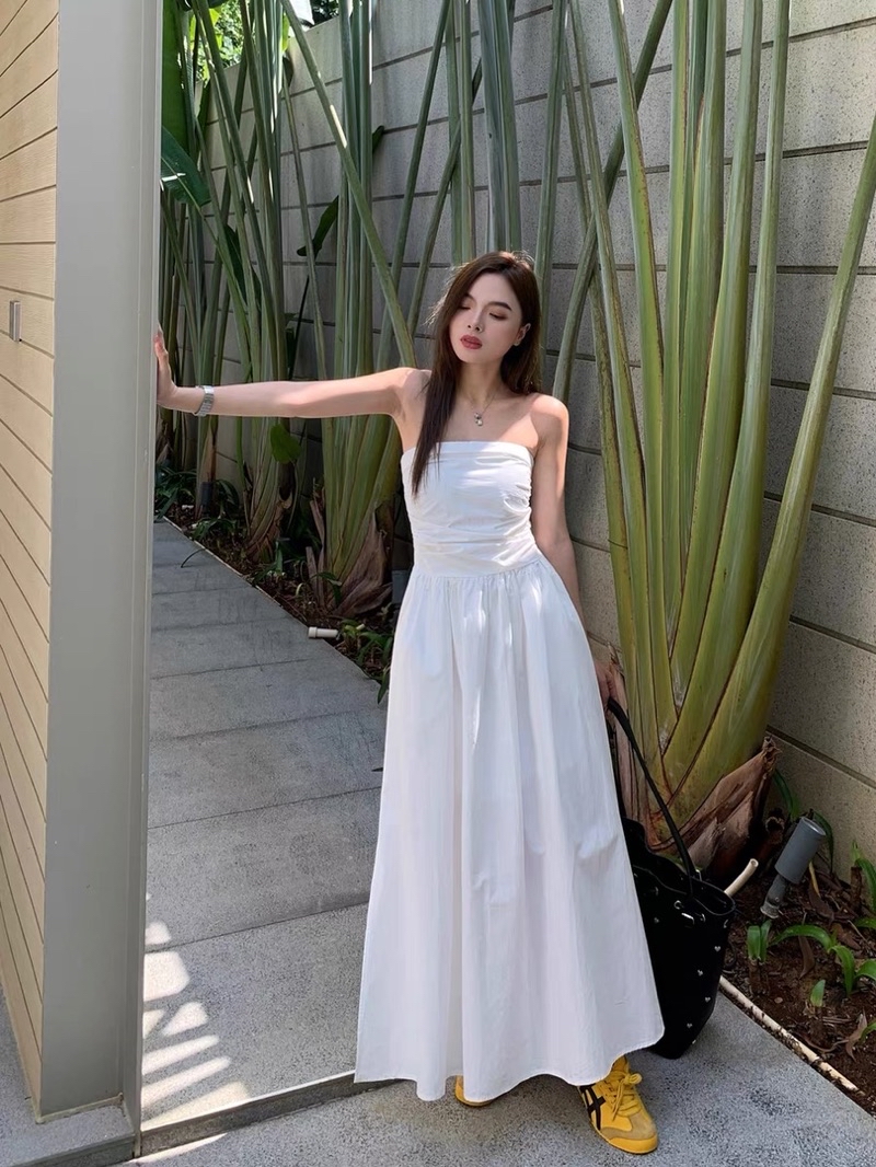 Lanim Dress - Đầm Midi Cúp Ngực Phối Da Xẻ Tà